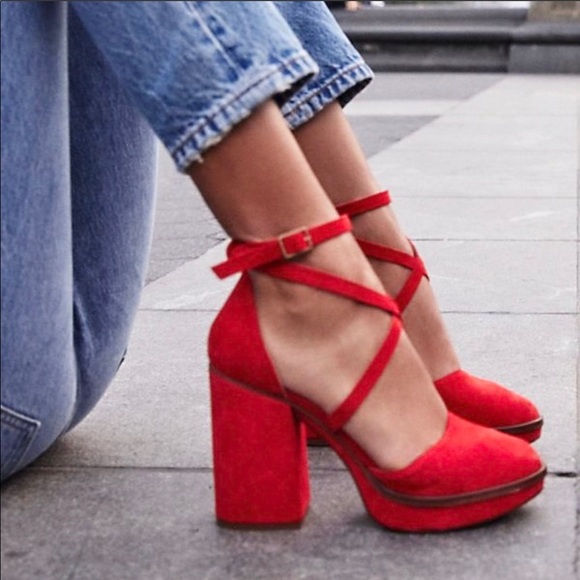 Free People Shoes - Free People Remi Suede Platform Pump Red 7.5/8